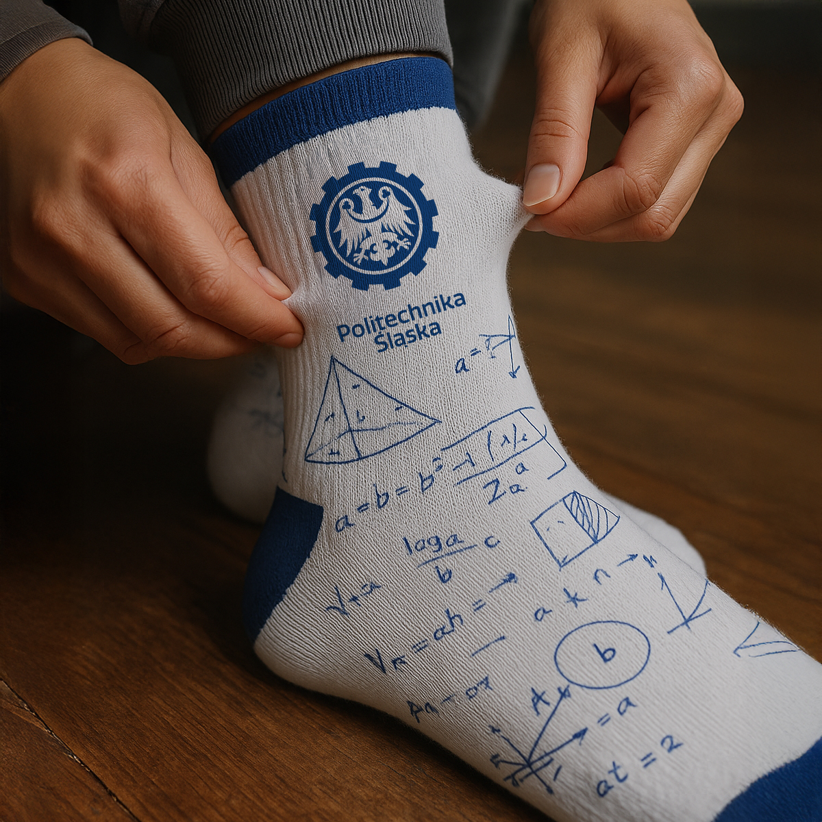 Skarpetki biało-granatowe